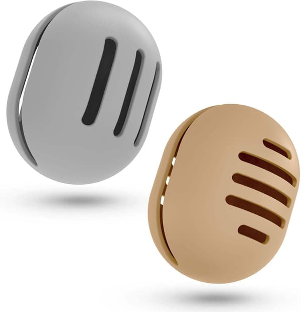 Grå, khaki - 2-pack andningsbara sminksvamphållare, po