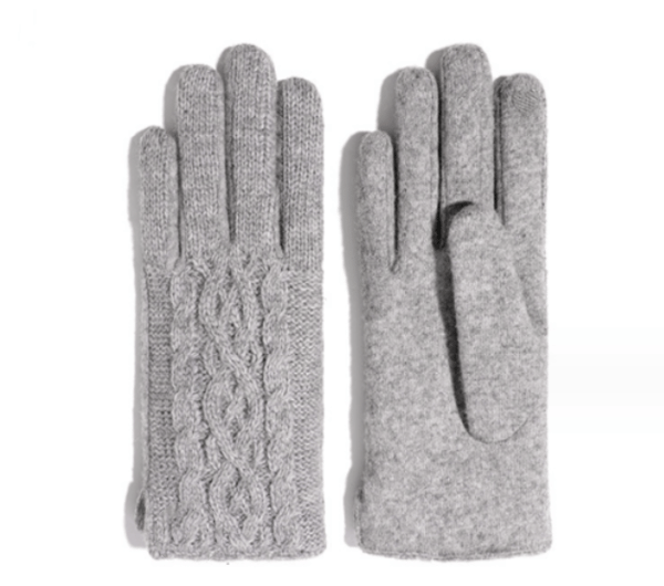 Grå cashmere handsker til kvinder med tyndt for og kabeldesign, p