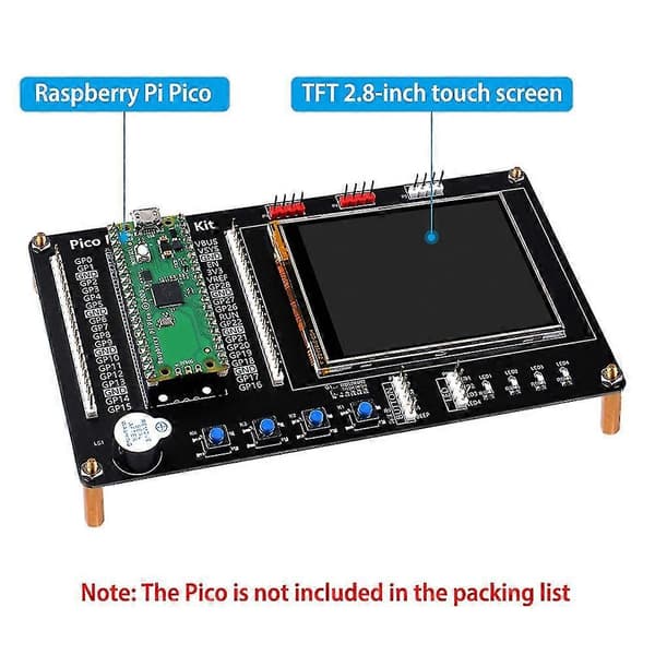 Til Pico med 2,8 tommer Touch Screen Display LED-indikator Ombord Buzzer DIY Kredsløb