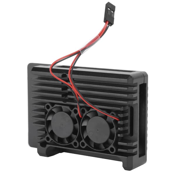 Aluminium Case med Dobbelt Ventilator Køleskal til Raspberry Pi 4B Computertilbehør