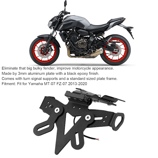 Bagagepladeholder Bagageplade Fjern med LED-lys Passer til Yamaha MT‑07 FZ‑07 13‑20