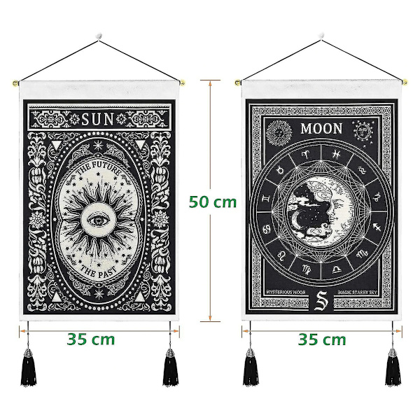 Vægtæppe, 2 stk. Væghængende Tarot Månen Solen Vægtæppe