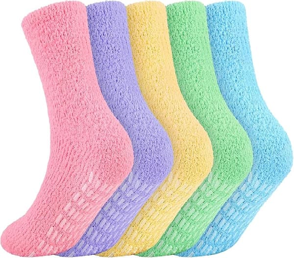 5 par fluffiga toffelsockor, varma vintersockor, mjuka termiska halkfria