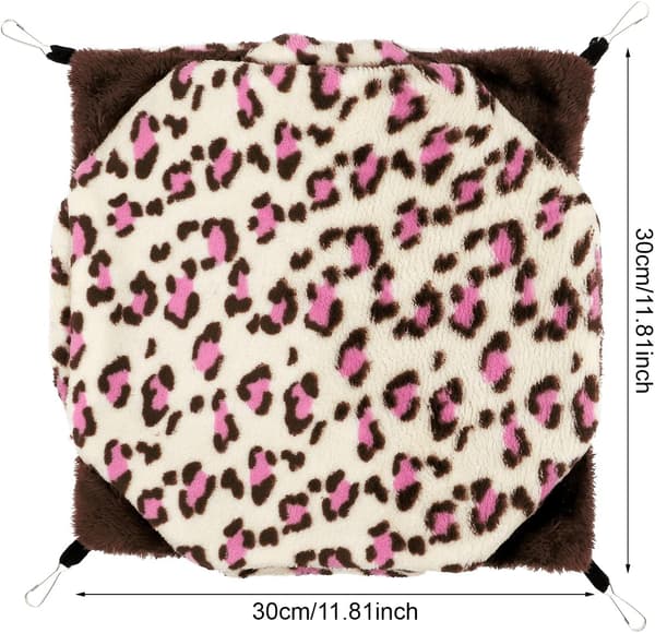 (Pink leopard print) Rotte Hængekøjer til Bur, 3-lags Kæledyrshængekøje