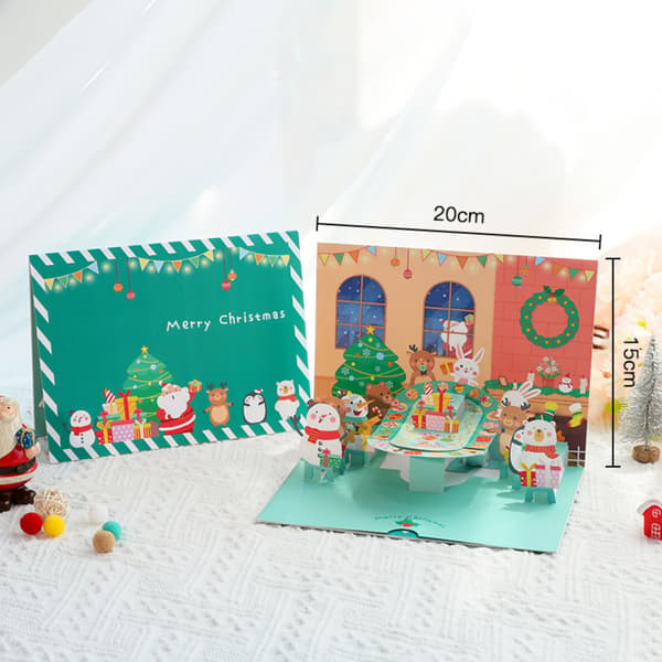 3 st 3D Pop Up Julkort Gott Nytt År Kort Presentkort
