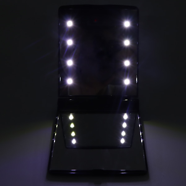 Bærbar LED Makeup Spejl Moderne Desktop Foldbar Fyldlys Spejl Kosmetik Værktøj Sort