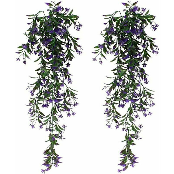 2 stk. Kunstig Vedbend Planter Hængende Grønne Kunstige Planter til Fest, Bryllup, Køkken, Have, Kontor Dekoration Lilla