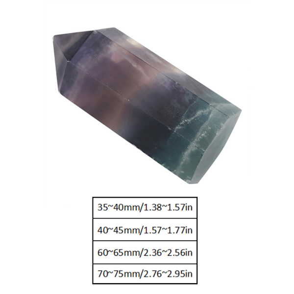 Naturlig fluorit kvarts kristall hexagonal stav för dekoration prydnad (35-40mm)