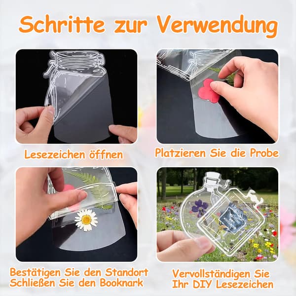 52 st transparenta torkade blomsterbokmärken