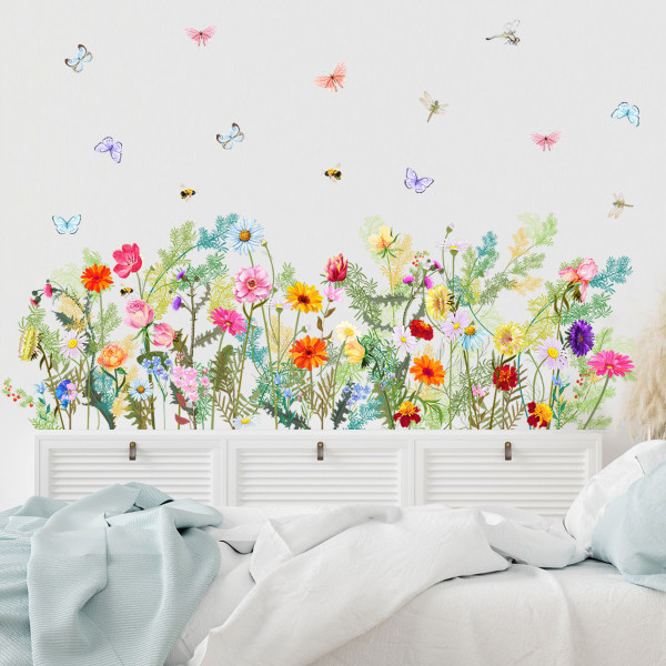 Blommor Fjärilar Väggdekaler-Blommiga Väggdekaler-Väggdekor för barn i sovrummet förskola klassrum