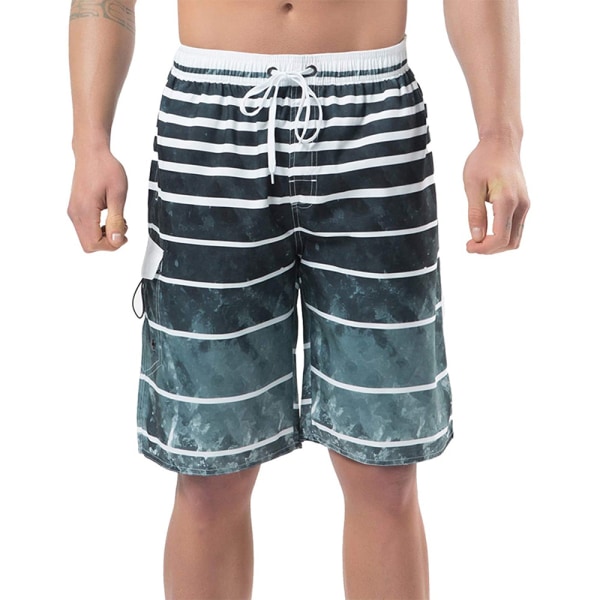 Badbyxor för män, Quick Dry Board Shorts, Färgglad Stripe