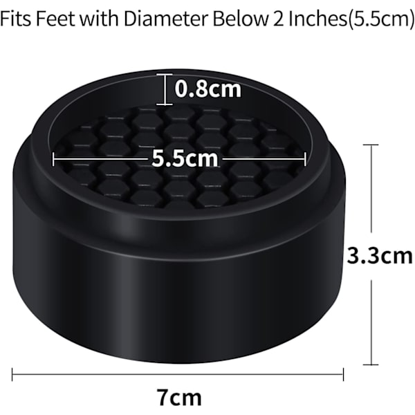 8-pakke 2,5 cm runde justerbare møbelhevere, sklisikre gummi stablebare vaskemaskinhevere skaper ekstra 2,5 cm sofa, skrivebord, stol