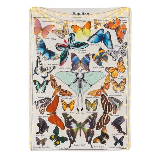 Butterfly Tapestry Vintage Beige Tapestry Estetisk gobeläng C