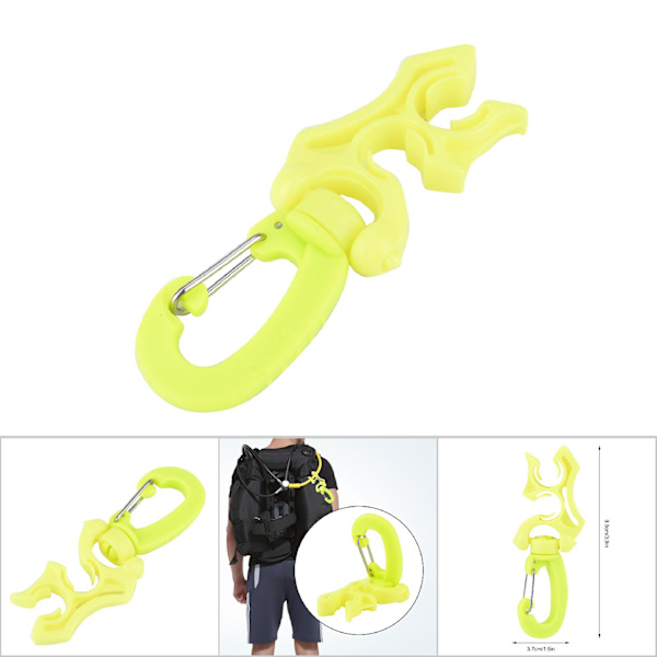 Scuba Diving Dobbel BCD Slangeholder Klipp Regulator Holder Spenne Haken for Snorkling (Gul)
