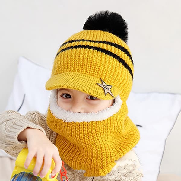 Barn Vintermössa och Halsduk Set Varm Stickad Mössa Halsduk Beanies