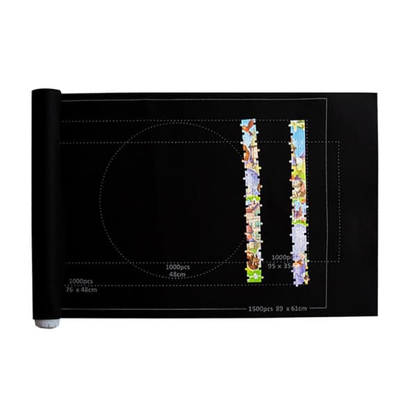 Sort puslespilsmåtte, 66 * 116 cm, bærbar puslespilsmåtte, puslespilsrulle