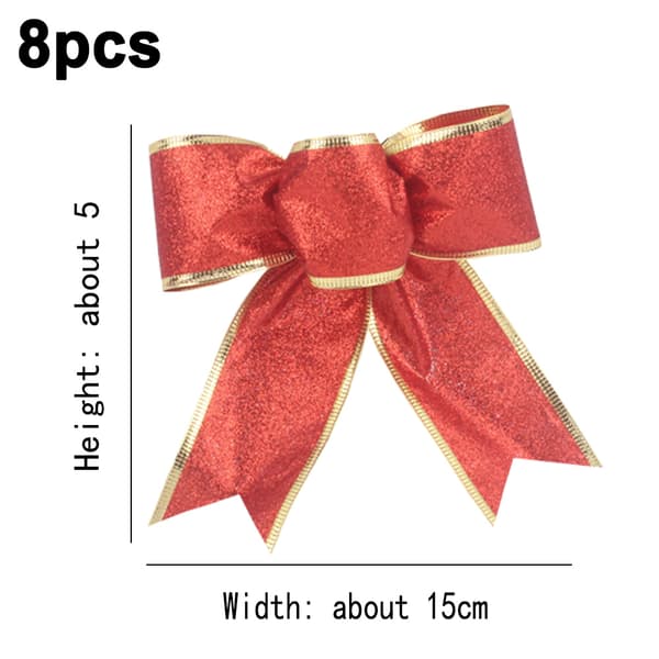 8 st Glitter Julkrans Rosett Julgransprydnader Rosetter för Juldekoration red