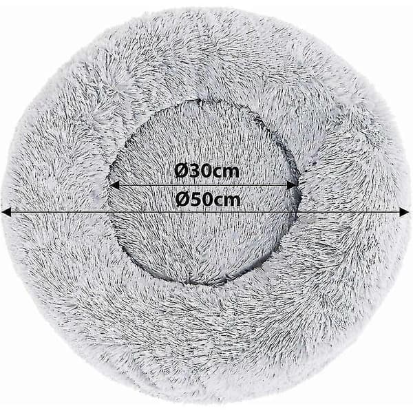 Rund hundkorg kattkudde donut-korg 50 cm (M) ljusgrå
