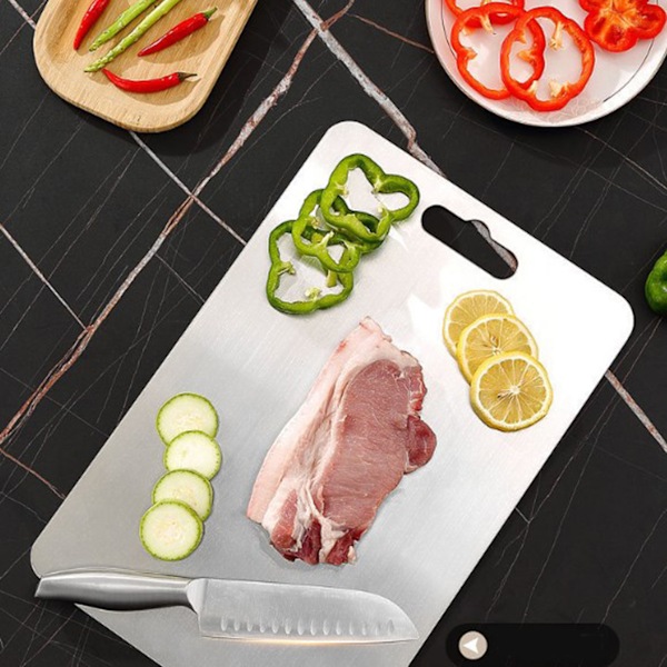 Skärbräda i rostfritt stål, 2 stycken köksskärbräda, 304 rostfritt stål non-stick skärbräda för kött, frukt och grönsaker