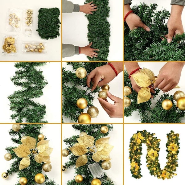 Batteridriven girlang, varma LED-lampor ger en festlig julstämning till dina traditionella julelement