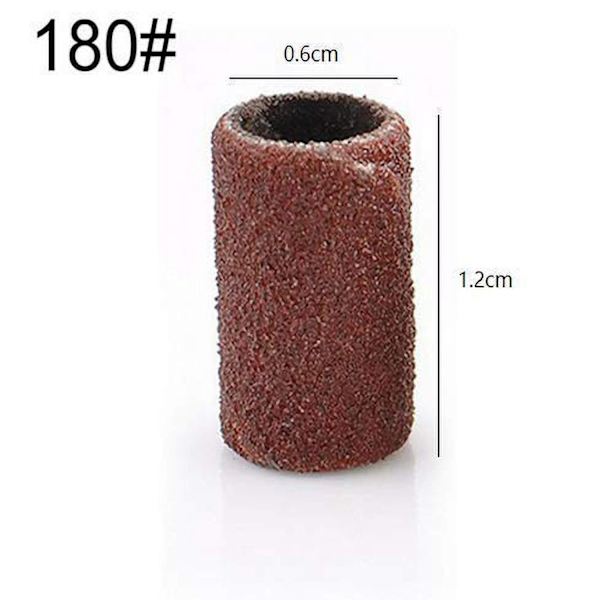 100 stk. Slip-Bands Profesjonell Manikyr 180 Grit Elektrisk Fil Sandstykke Sett, Perfekt Passform for Neglebormaskiner som Arbeider på Akrylnegler