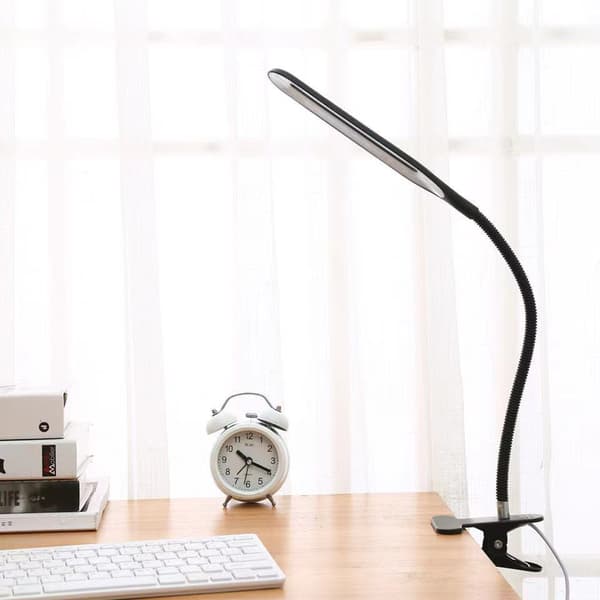 LED Klemmeskrivebordslampe, USB Fleksibel Justerbar Foldbar Læselampe
