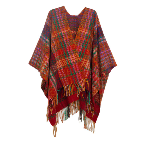 Dame Shawl Wrap Poncho Åben Front Shawl til Efterår Vinter