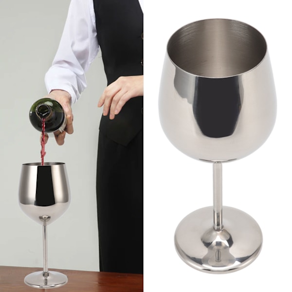 Metallvinglas i rostfritt stål, elegant, hög hårdhet, 500 ml, silverfärg, perfekt för fester, bröllop och banketter