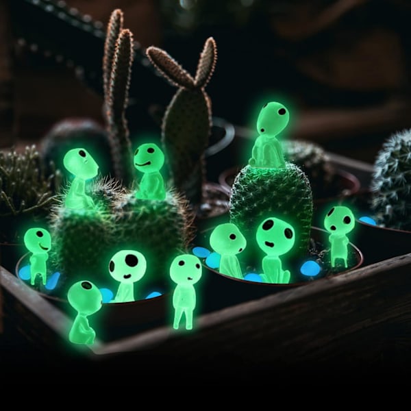 Fairy Garden Tillbehörsset, Självlysande Spökträdälvor för Utomhus Uteplats Gräsmatta Gård Dekoration, Mikro Landskap Lysande i Mörker Hartsfigurer