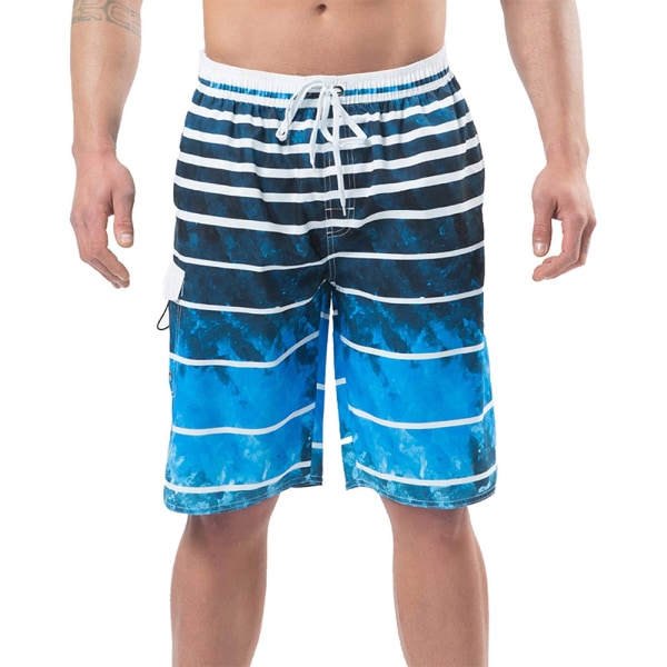 Badbyxor för män, Quick Dry Board Shorts, Färgglad Stripe