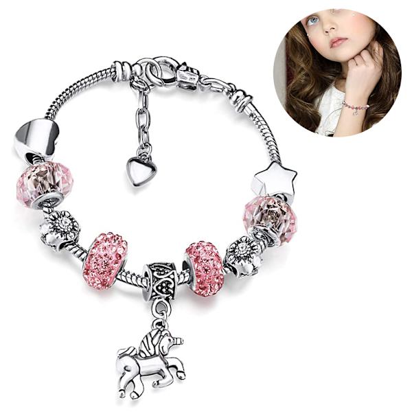 Glansful Krystal Rhinestone Charm Armbånd med Enhjørning Vedhæng
