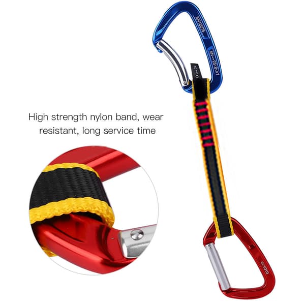 D-formet Klatre Quickdraw Karabinhage Wire Gate Spænde til Bjergbestigning Redning (32cm)