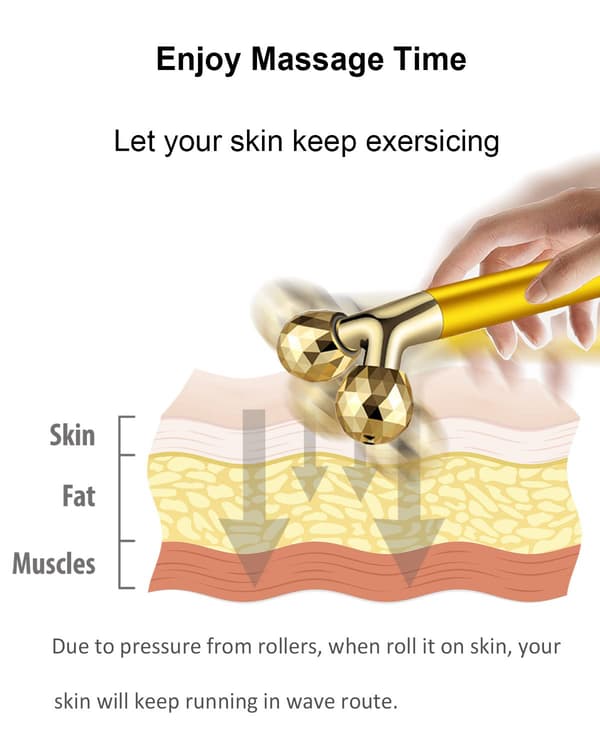 Elektrisk Ansigtsmassage Roller, Gylden 3D Roller Elektrisk Ansigtsrulle