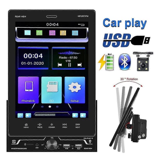 2 Din Carplay Android Auto 9,5 Tommer Universal Bilradio Aftagelig Justering Til- Mp5 Afspiller Uden