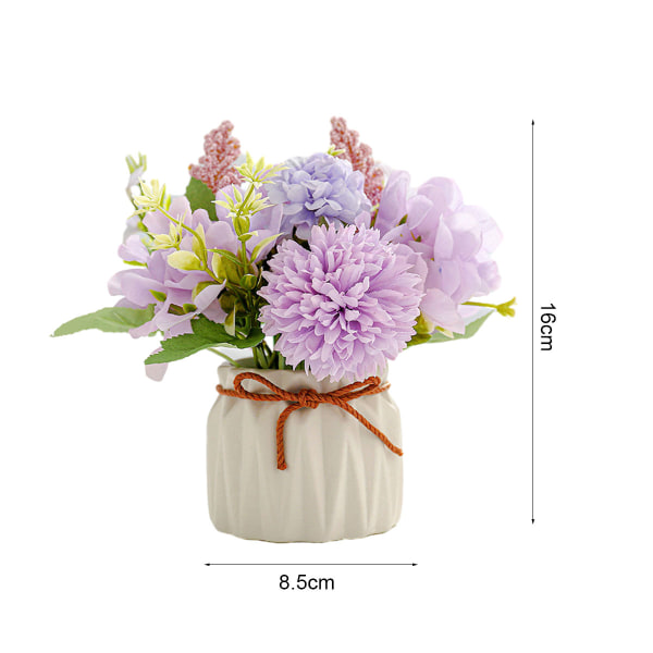 Konstgjorda krukväxter, små keramiska vaser falska blommor