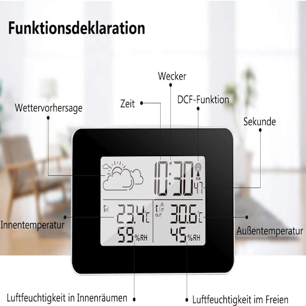 Smart Väderprognosstation, Färgprognos med Inomhus- och Utomhustermometer, Hög Stabilitet och Precision, Digital Klocka, Låg Strömförbrukning,