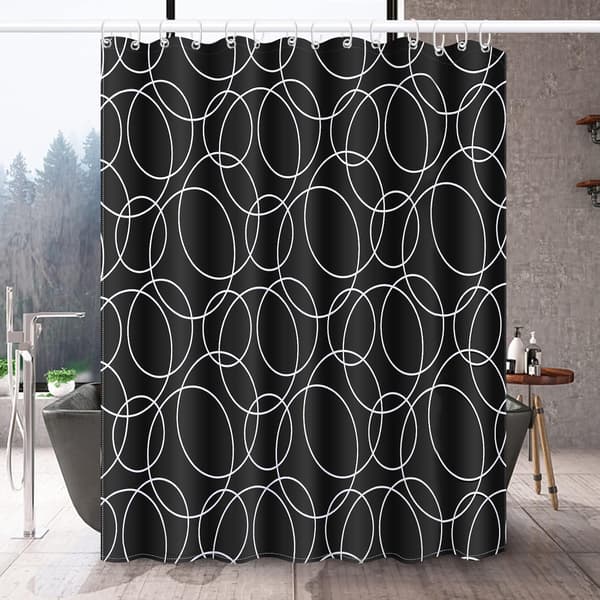 Duschdraperier 180 x 180 cm 100% Polyester med 12 Ringar, Anti-