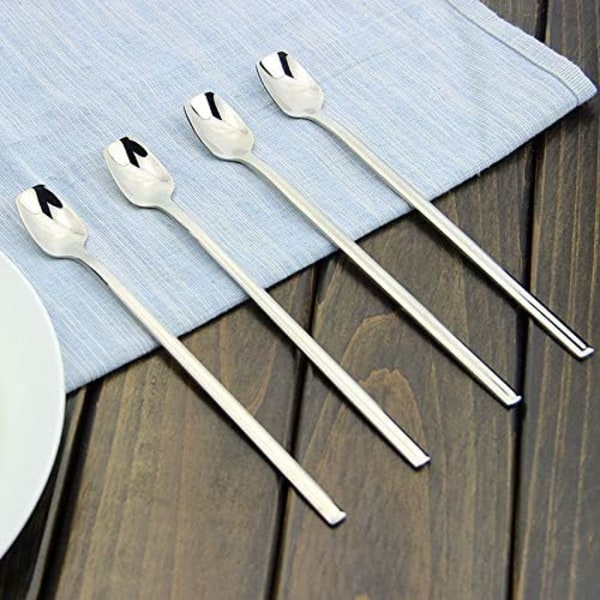 Långskaftade Skedar Set, Premiumkvalitet Rostfritt Stål Säkerställer Hållbar Konstruktion, Ergonomisk Design Ger Bekvämt Grepp, Enkel Rengöring För