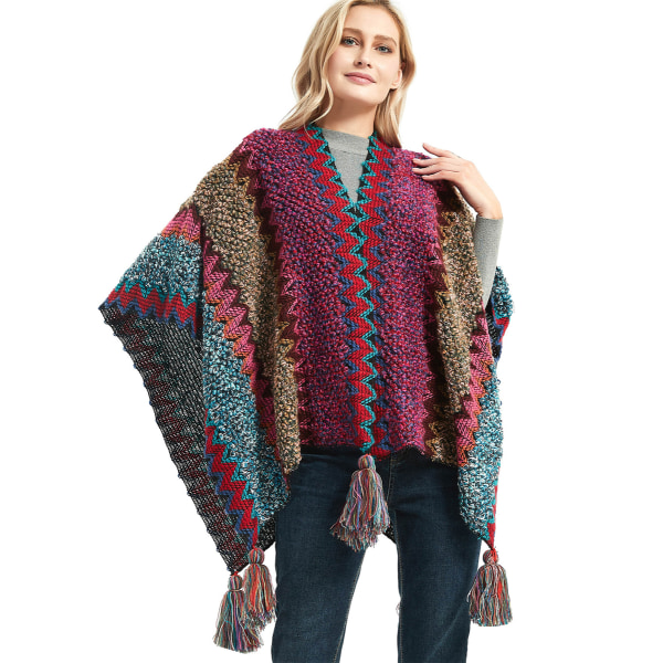 Strikket Shawl Wrap Poncho Kappe til Kvinder, Dame Strikkede Cardigan