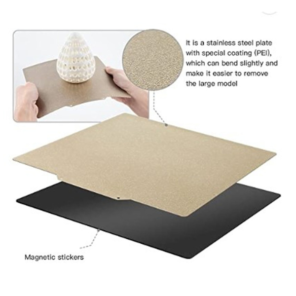 PEI Stålplatta Dubbelsidig Stark Adhesion Enkel Avformning Magnetisk Gummi Platta för Voron 3D-skrivare 305 X 305mm / 12.01 X 12.01in