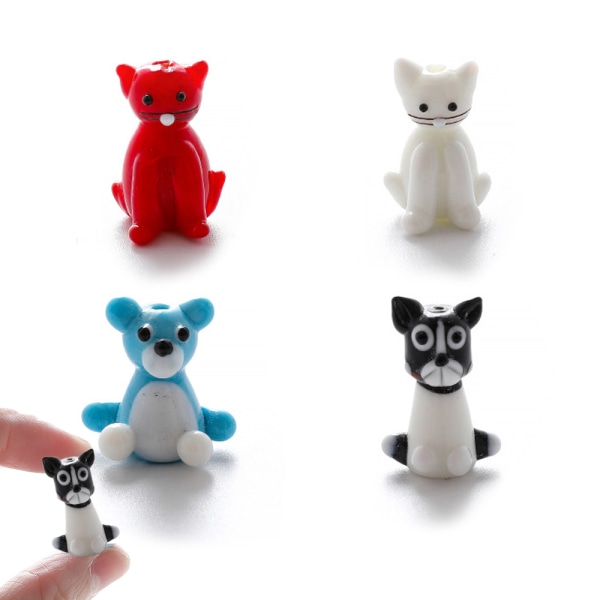 8 stk Håndlagde Glassdyreperler Fargerike Dyre Spacerperler for DIY Håndverk Ørepynt Armbånd Halskjede Smykkeproduksjon
