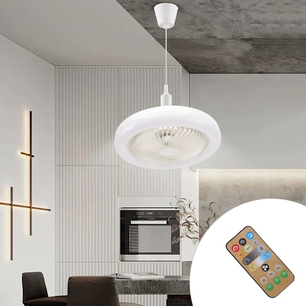 36W Takfläkt Ljus 9,8 Tum Liten Ljudlös E27 LED Fläktlampa för Sovrum 86‑265V Vit