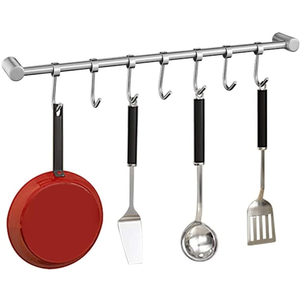 Mångsidig väggmonterad organizer, köksredskapshållare, premium rostfritt stål, platsbesparande design med anpassningsbara krokar, enkel