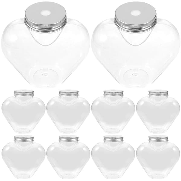 10 st hjärtformade dryckesflaskor, dryckesjuicebehållare, återanvändbara plastflaskor