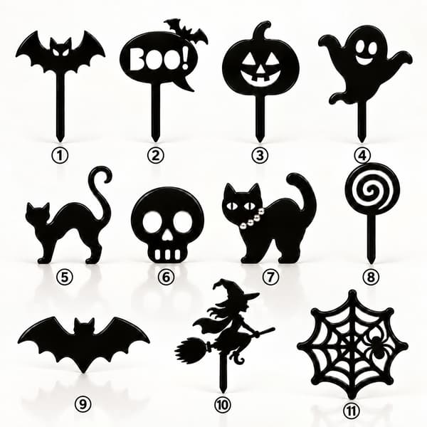 11-dele sæt akryl Halloween kagepynt skilte, spøgelse og græskar Halloween festdekorationer