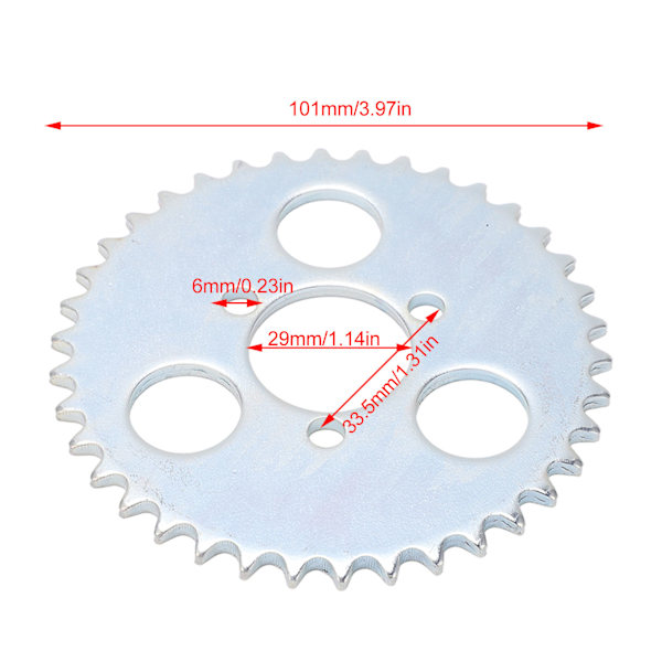 T8F 38T Bagkæde Hjul Tandhjul 101mm Diameter Letvægts Bærbar Passer Til 2-Takts 43cc 49cc Goped Scooter