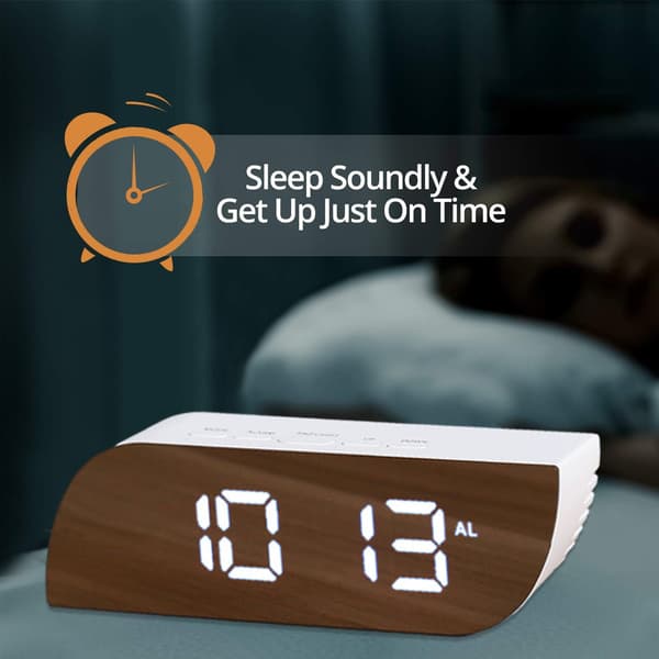 Digital Vekkerklokke Speiloverflate - Dimmer Nattmodus, Stor LED-siffervisning, Enkel Snooze White