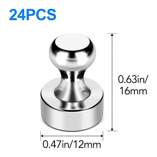 24x-72x Neodym Magneter Pinnvandsmagnet til Tavle Keglemagneter super stærke