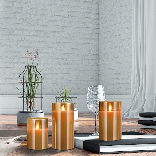 Akryl Fake Ljus Set, LED Pelarljus med Multifunktionell Dekoration, Timerfunktion för Barer Hotell Fester Helgdagar Bröllop, Set om 3