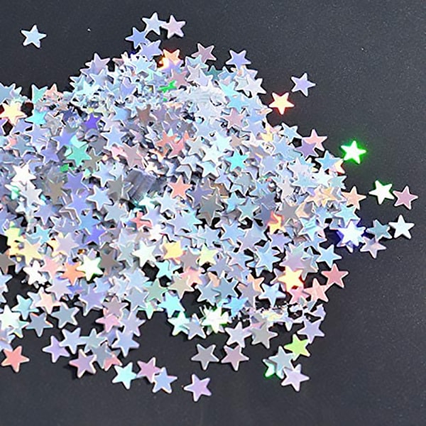 3000 stk Glitrende Stjerne Løse Sekvens Paljetter Bryllupskjole Dekorasjon DIY 6mm (Sølv #3)